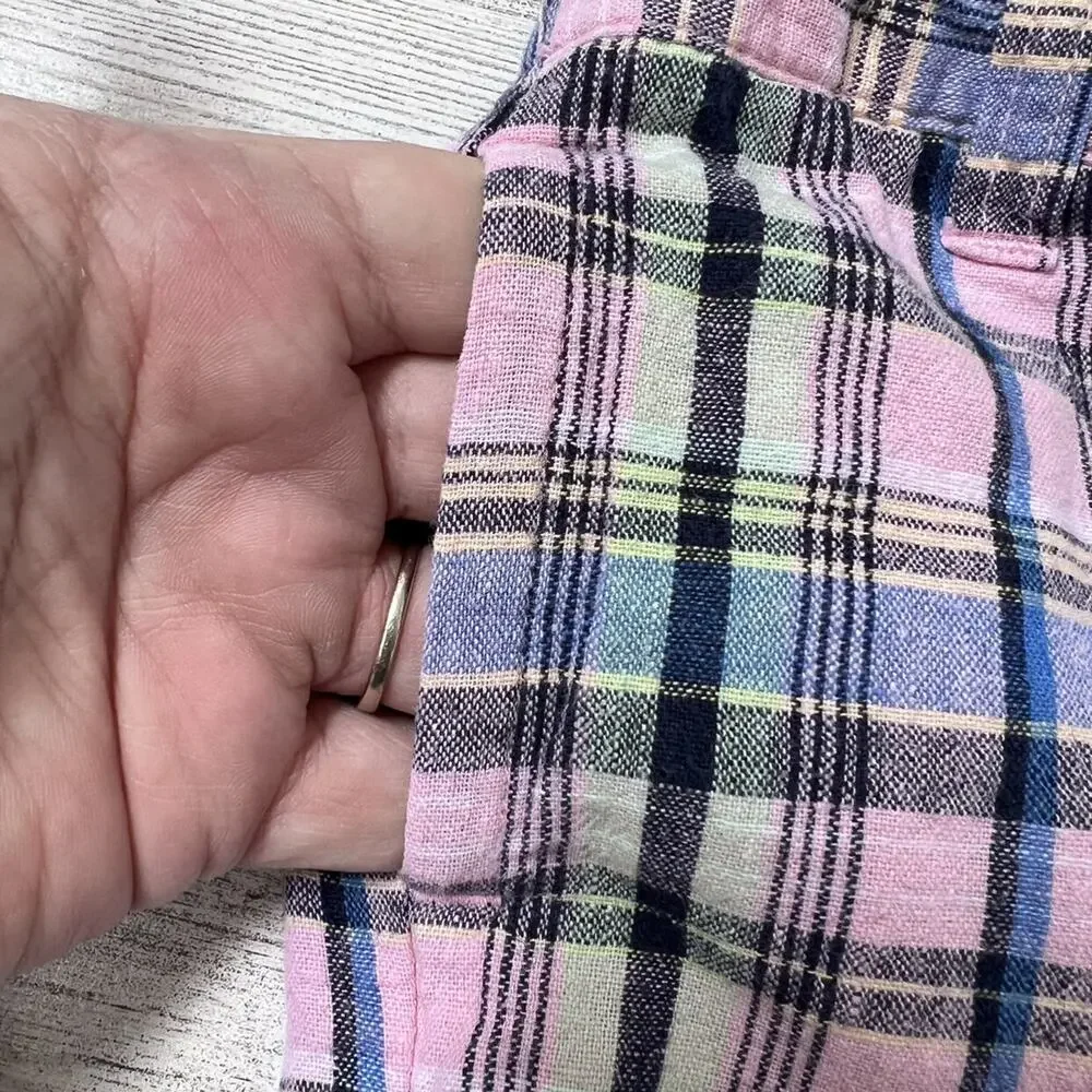 🌵3/$20 Janie and Jack Boys Plaid Linen Blend Shorts 12–18M Pastel Flat Front